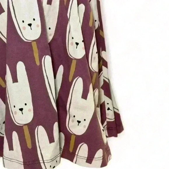 Tea Collection Girls Purple Skirted Ballet Dress Size 2 Bunny Print - Picture 3 of 5